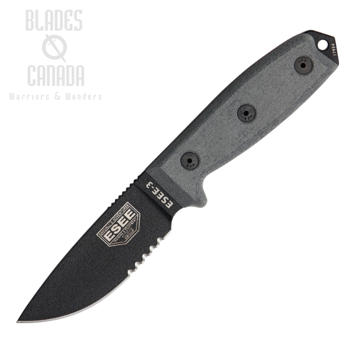 (image for) ESEE 3S-B Fixed Blade Knife, 1095 Carbon, Micarta Handle, Molded Sheath, 3S-B