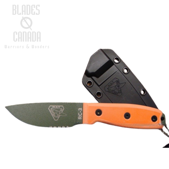 (image for) ESEE 3SM-OD Fixed Blade Knife, 1095 OD Green, G10 Orange, 3SM-OD