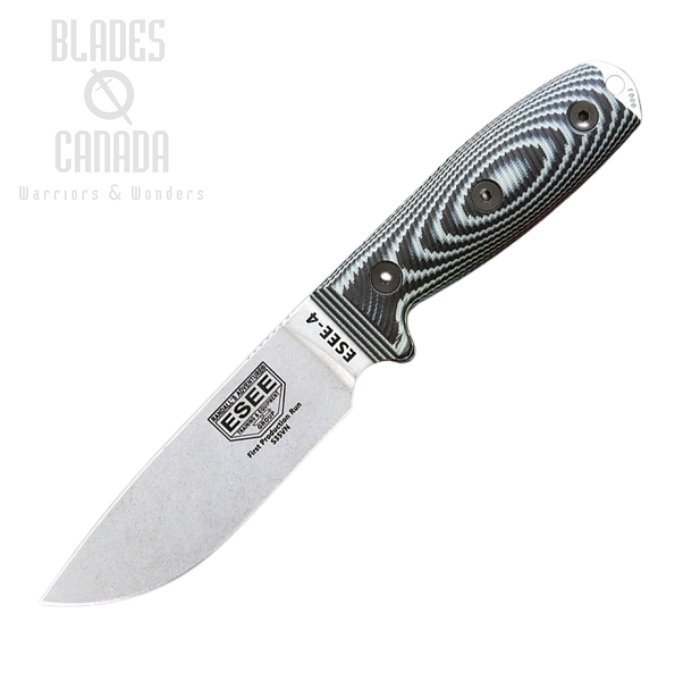 (image for) ESEE 4P35-V002 Fixed Blade Knife, S35VN, G10 Black/Grey, Black Sheath, 4P35-V00