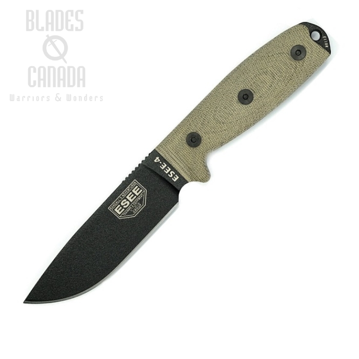 (image for) ESEE 4PB-017 Fixed Blade Knife, 1095 Carbon, 3D Canvas Micarta, 4PB-017