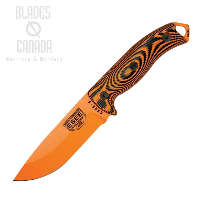 ESEE 5POR-006 Fixed Blade Knife, 1095 Carbon Orange, G10 3D Black/Orange, Kydex Sheath, 5POR-006 (image for) ESEE 5POR-006 Fixed Blade Knife, 1095 Carbon Orange, G10 3D Black/Orange, Kydex Sheath, 5POR-006