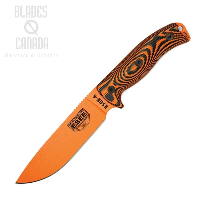 (image for) ESEE 6POR-006 Fixed Blade Knife, 1095 Carbon Orange, G10 3D Black/Orange, 6POR-006