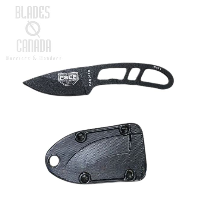(image for) ESEE CAN-B-E Candiru Fixed Blade Knife, 1095 Carbon, Black Molded Sheath, CAN-B-E