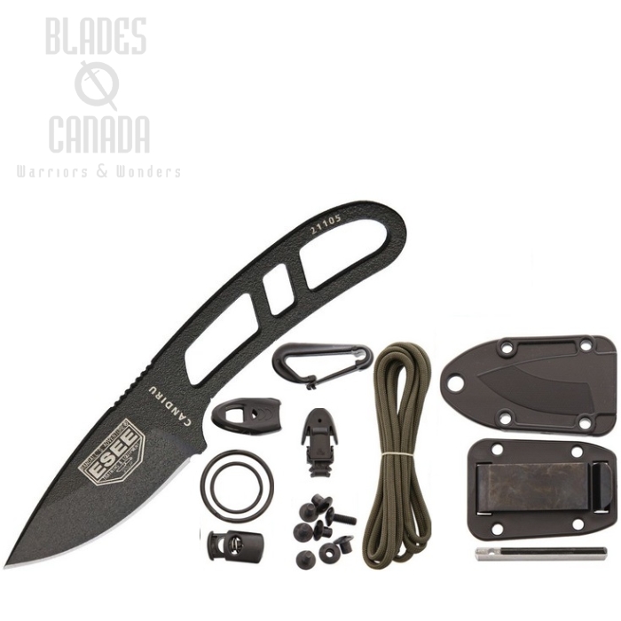 (image for) ESEE CAN-B-KIT-E Candiru w/KIT Fixed Blade Knife, 1095 Carbon, Molded Sheath, CAN-B-KIT-E