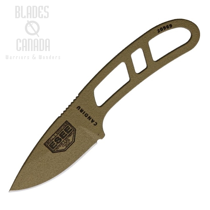 (image for) ESEE Candiru Fixed Blade Knife, 1095 Carbon Dark Earth, Molded Sheath, CAN-DE-E