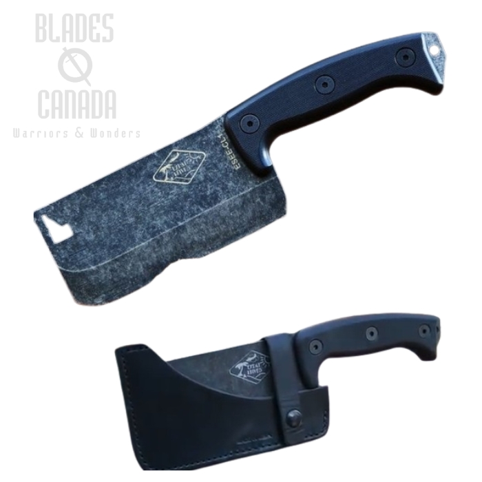 (image for) ESEE CL-1 Expat Cleaver, 1095 Carbon, G10 Black, Black Leather Sheath, CL-1