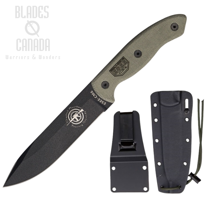 (image for) ESEE CM6 Fixed Blade Knife, 1095 Carbon, Micarta, Kydex Sheath, CM-6