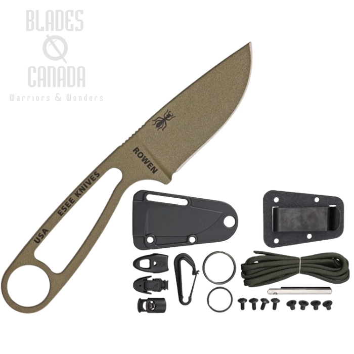 (image for) ESEE Izula w/KIT Fixed Blade Knife, 1095 Carbon Dark Earth, Molded Sheath, IZULA-DE-KIT
