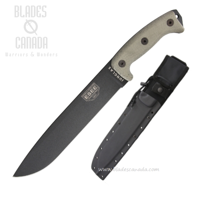 (image for) ESEE Junglas Fixed Blade Knife, 1095HC Tactical Gunsmoke Gray, Micarta, ESJUNGLASTG
