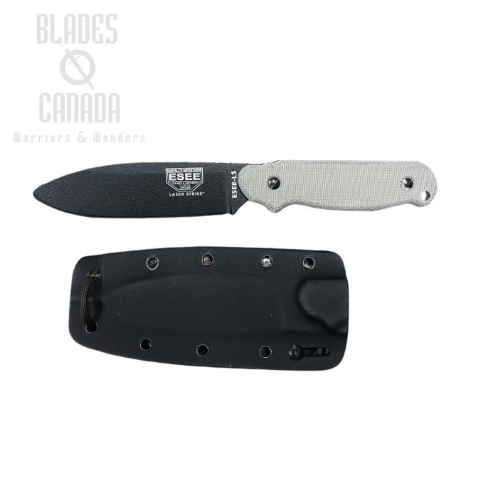 (image for) ESEE LS-P-E Laser Strike Fixed Blade Knife, 1095 Carbon, Canvas Micarta, Kydex Sheath, LS-P-E