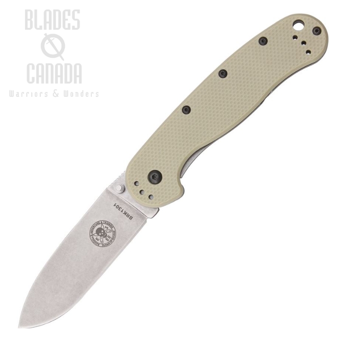 (image for) ESEE Avispa Framelock Folding Knife, AUS 8, GFN Tan/Stainless, BRK1301DT