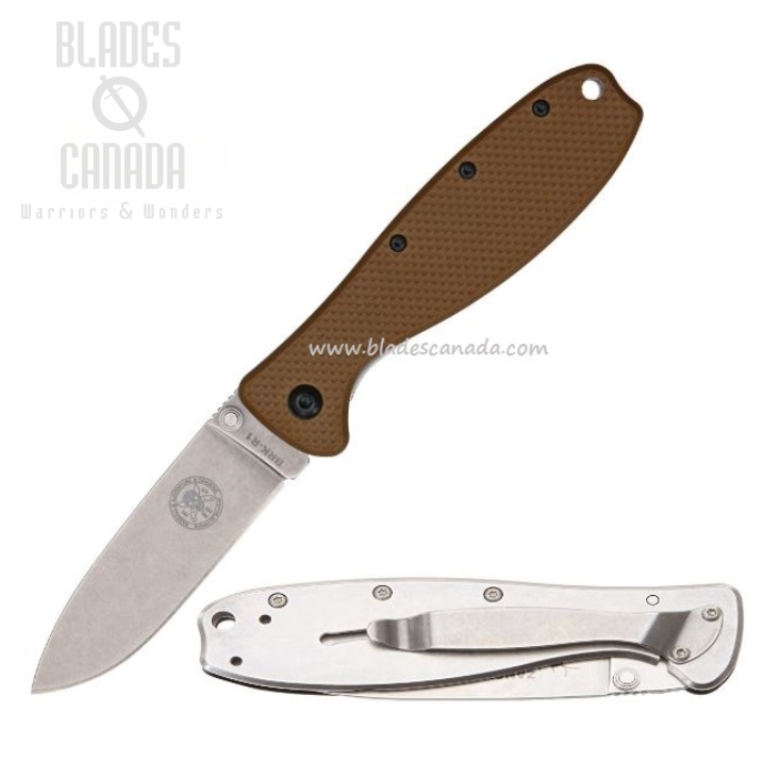 (image for) ESEE Zancudo Framlock Folding Knife, AUS 8A, GFN Brown/Stainless, BRKR1CB