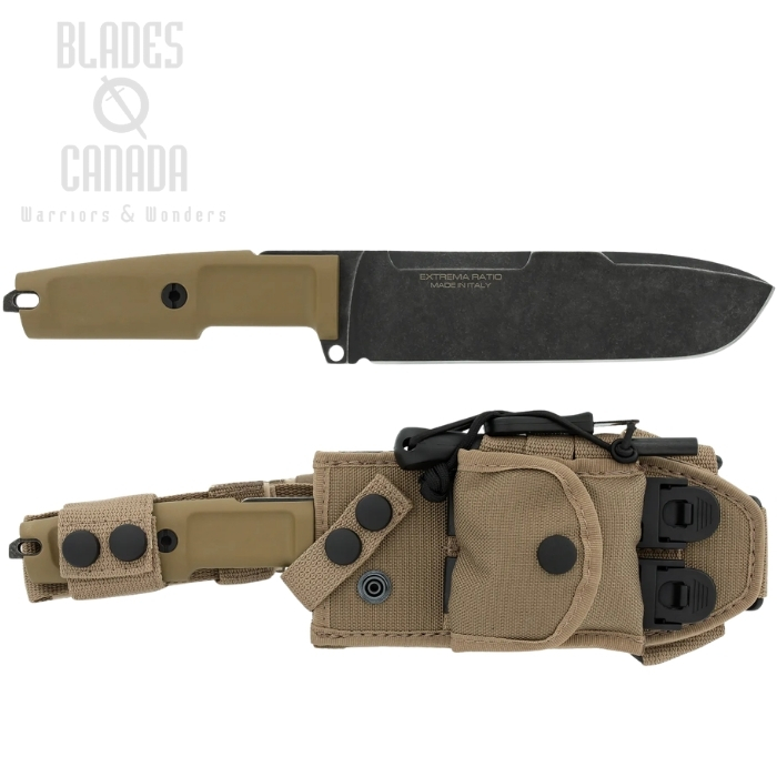 Extrema Ratio Ontos II Expeditions Fixed Blade Knife, N690 Black, Forprene Desert, Desert Cordura Sheath (image for) Extrema Ratio Ontos II Expeditions Fixed Blade Knife, N690 Black, Forprene Desert, Desert Cordura Sheath