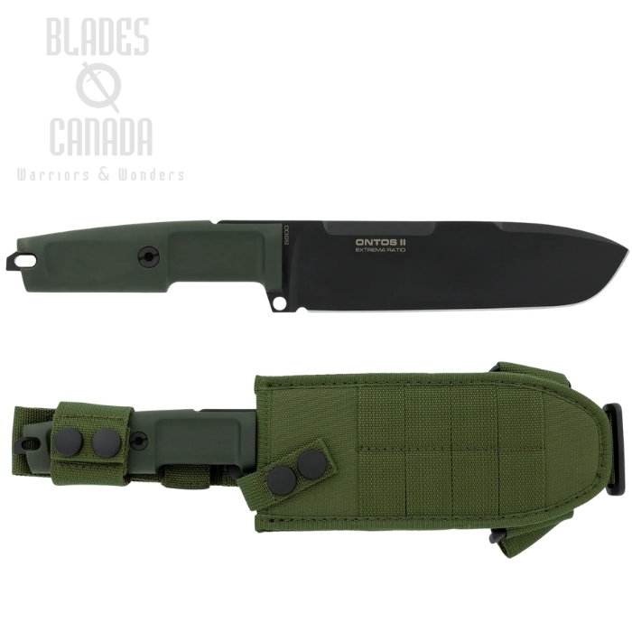 Extrema Ratio Ontos II Fixed Blade Knife, S600 Black, Forprene Green, Cordura Sheath (image for) Extrema Ratio Ontos II Fixed Blade Knife, S600 Black, Forprene Green, Cordura Sheath