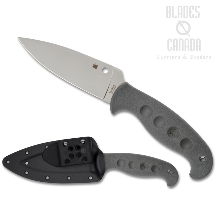 Spyderco Temperance Lightweight Fixed Blade Knife, CPM CRU-WEAR, FRN Gray, Sprint Run, FB05PGY