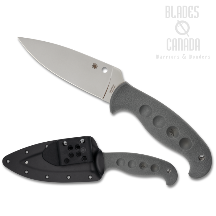 (Coming Soon) Spyderco Temperance Lightweight Fixed Blade Knife, CPM CRU-WEAR, FRN Gray, Sprint Run, FB05PGY