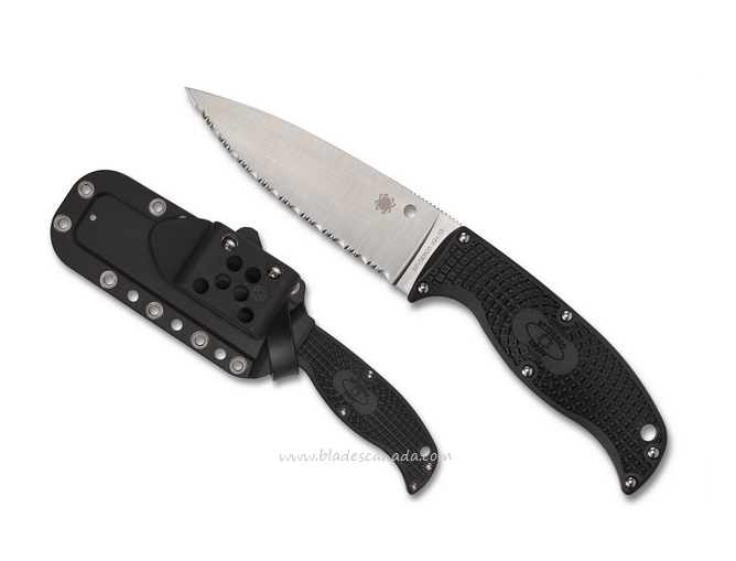 Spyderco Enuff 2 Fixed Blade Knife, VG10 Serrated, FRN Black, FB31SBK2