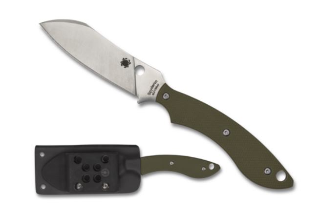 Spyderco Strok Drop Point Fixed Blade Knife, G10 OD Green, FB50GOD