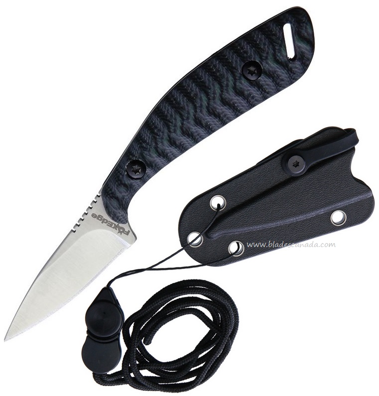 Fox Edge Neck Knife, Black/Blue G10, FE005 - Click Image to Close