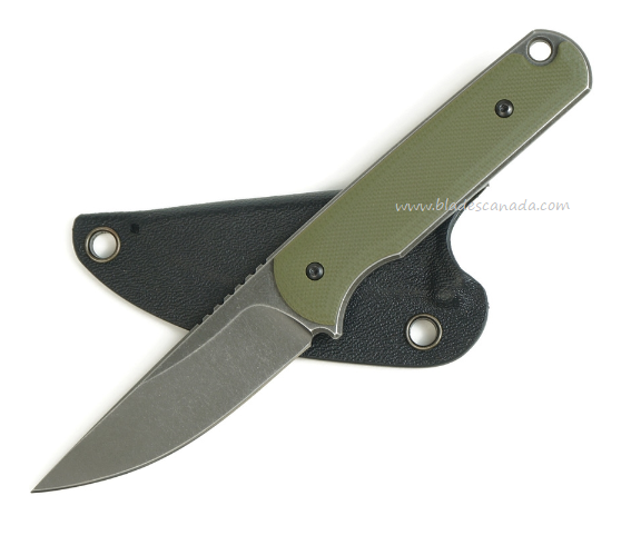 Ferrum Forge Lackey Fixed Blade Knife, D2 SW, G10 OD Green, FF002