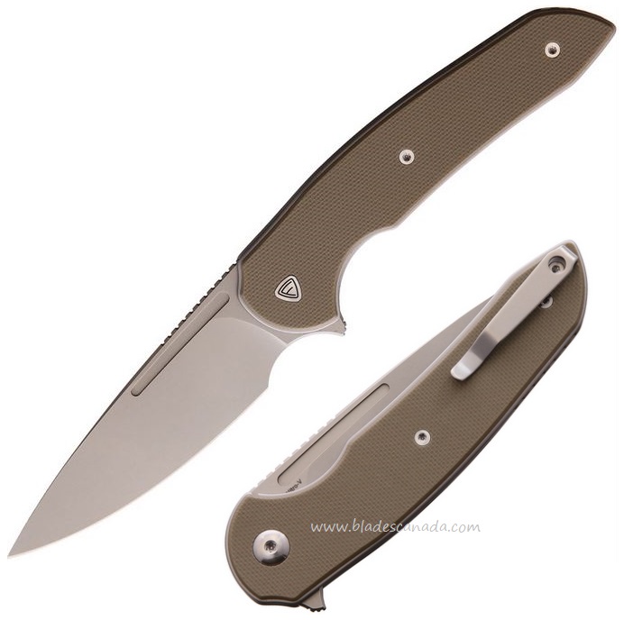 Ferrum Forge Stinger Flipper Folding Knife, Nitro V, G10 Tan, FF005T