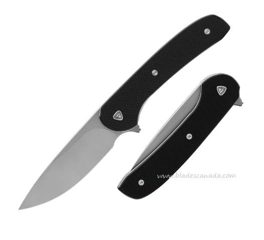 Ferrum Forge Gent 2.0 Flipper Folding Knife, Drop Point Sw, G10 Black, FF009B