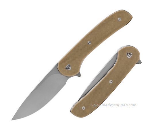 Ferrum Forge Gent 2.0 Flipper Folding Knife, Drop Point SW, G10 Tan, FF009T