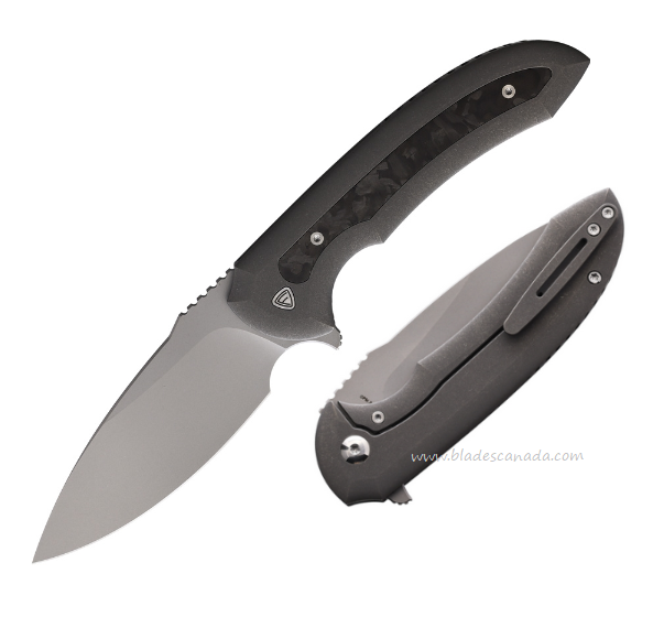 Ferrum Forge Allurus Flipper Framelock Knife, CPM 20CV SW, Titanium/Carbon Fiber, FF011CF