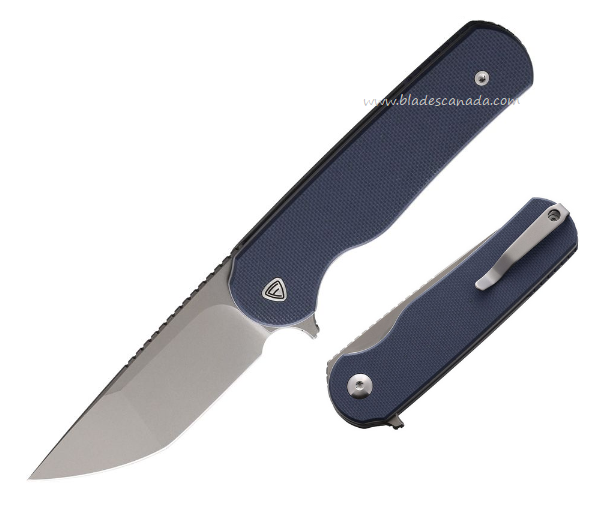 Ferrum Forge Zelex Flipper Folding Knife, D2 Stonewash, G10 Blue, FF012BU