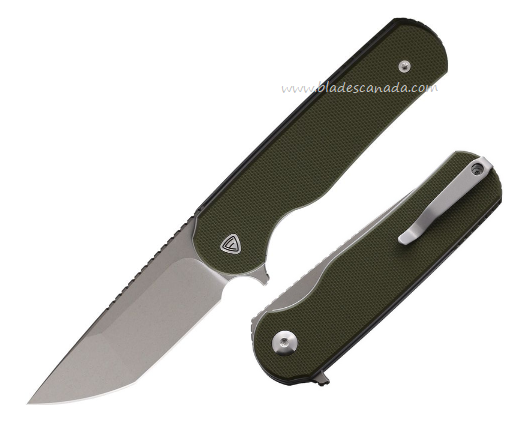 Ferrum Forge Zelex Flipper Folding Knife, D2 Stonewash, G10 Green, FF012G