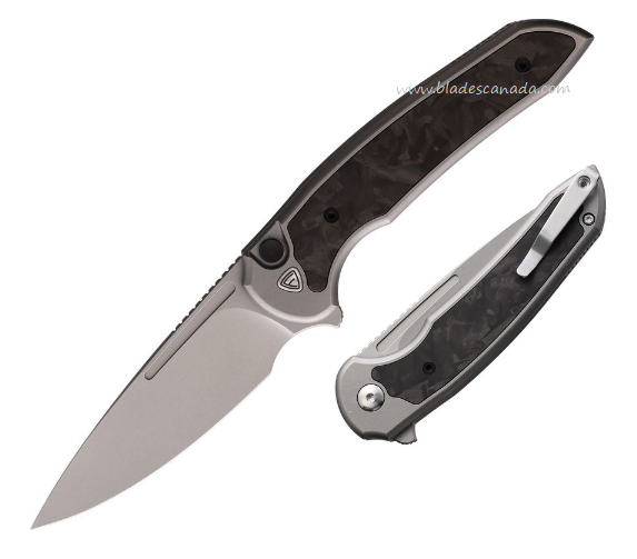 Ferrum Forge Stinger Flipper Button Lock Knife, Nitro-V SW, Carbon Fiber, FF013SCF