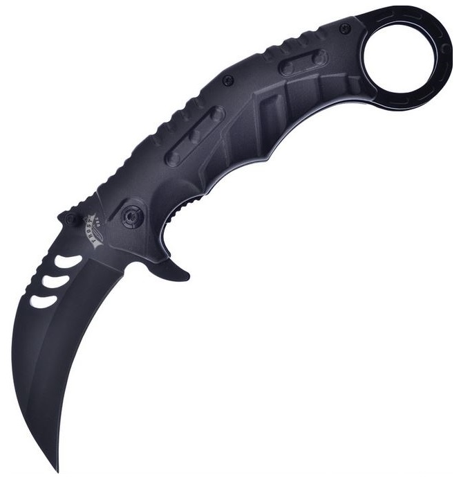 Frost Cutlery Karambit Folding Knife, Black Stainless Steel, Assisted Opening, FFC125B - Click Image to Close