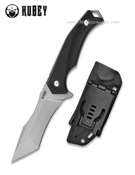 Kubey Fixed Blade Knife, D2 Steel, G10 Black, Kydex Sheath, KU157A