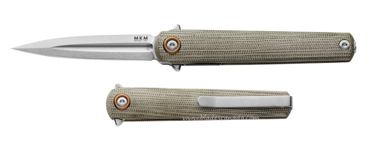 MKM Maniago Flame Light Flipper Folding Knife, M390 SW, Micarta Green, FL02L-GC