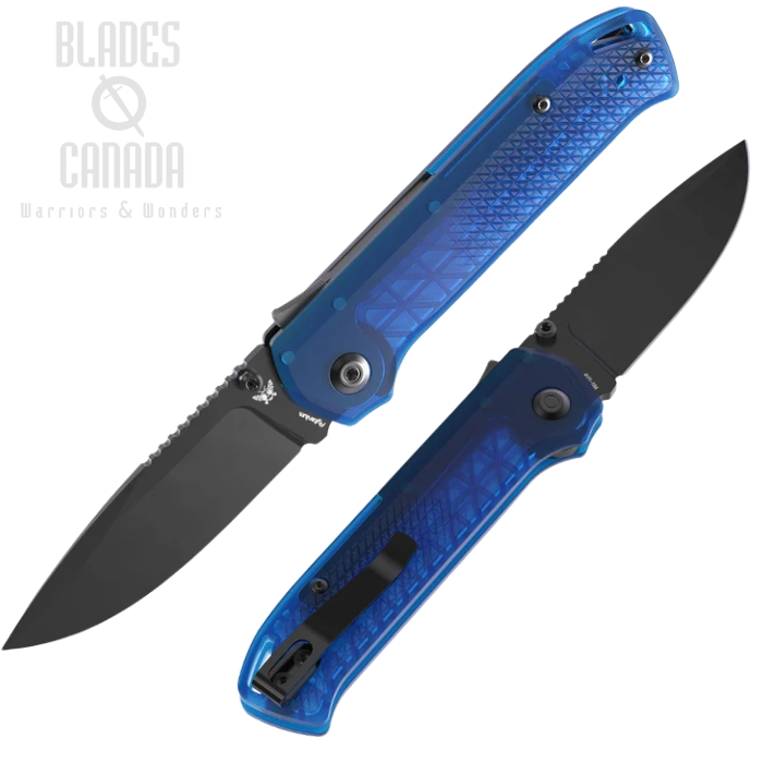 Flytanium Arcade Lite Shark Lock Folding Knife, AUS-10A Black, Polycarbonate Blue, FLY-1395BB