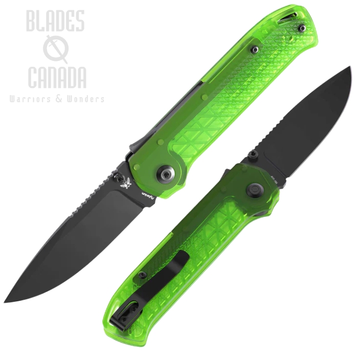 Flytanium Arcade Lite Shark Lock Folding Knife, AUS-10A Black, Polycarbonate Green, FLY-1395GB