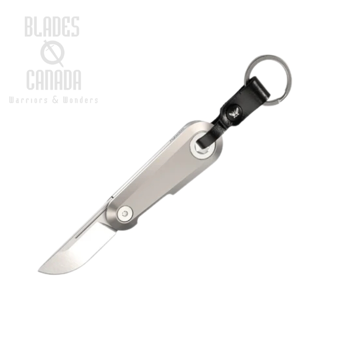 Flytanium Minim Slipjoint Folding Keychain Knife, D2 Satin, Titanium Beadblast, FLY-1450