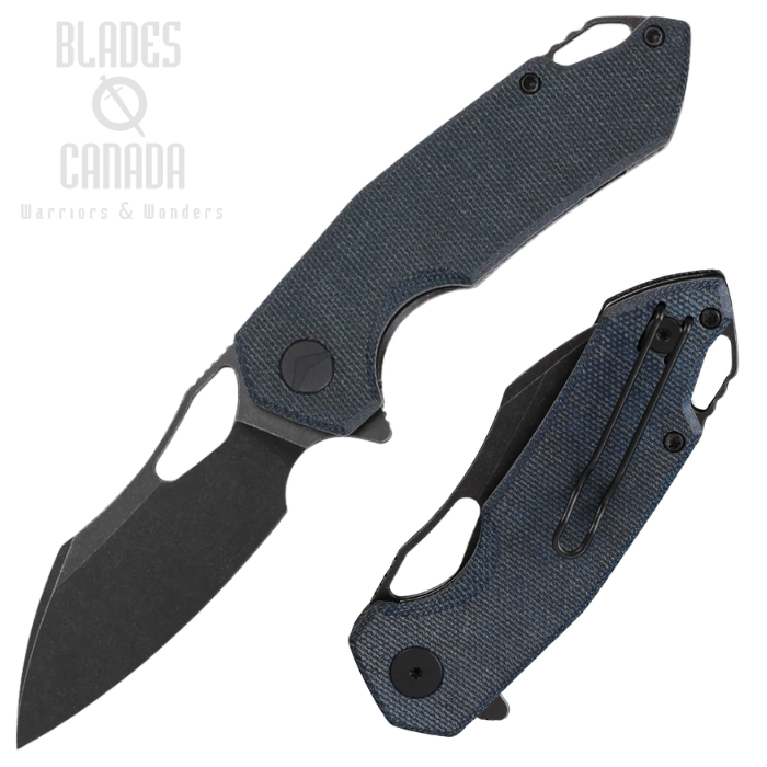 Ferramonster Glideman FLipper Folding Knife, 154CM Black, Micarta Blue, FM23003CP-C (image for) Ferramonster Glideman FLipper Folding Knife, 154CM Black, Micarta Blue, FM23003CP-C