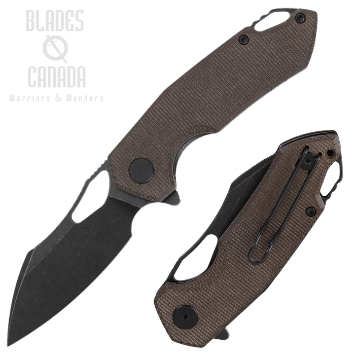 Ferramonster Glideman Flipper Folding Knife, 154CM Black, Micarta OD Green, FM23003CP-D (image for) Ferramonster Glideman Flipper Folding Knife, 154CM Black, Micarta OD Green, FM23003CP-D