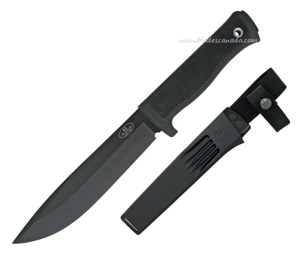 Fallkniven A1 Fixed Blade Survival Knife, VG10 Black, Kraton Black, Nylon Sheath, FNA1BLZ