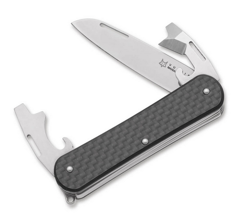 Fox Vulpis Slipjoint Multitool Knife, M390, Carbon Fiber, VP130-3CF