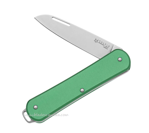 Fox Italy Vulpis 130 Slipjoint Folding Knife, N690, Aluminum Green, 01FX1018