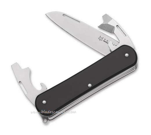 Fox Italy Vulpis 130-3 Slipjoint Folding Multitool Knife, N690, Aluminum Black, 01FX1020