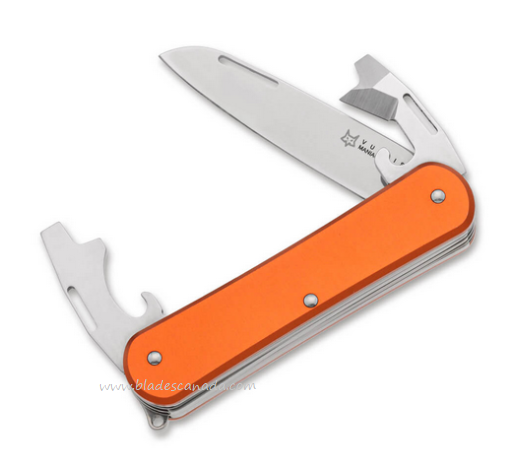 Fox Vulpis Slipjoint Folding Multitool Knife, N690, Aluminum Orange, 01FX1021