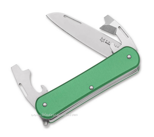 Fox Italy Vulpis Slipjoint Folding Multitool Knife, N690, Aluminum Green, 01FX1022