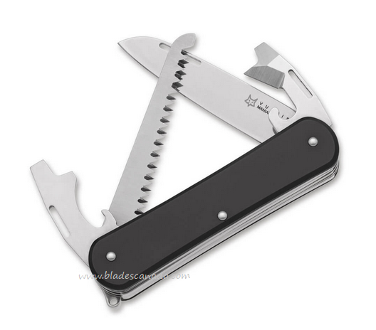 Fox Italy Vulpis 130-S4 Slipjoint Folding Multitool Knife, N690, Aluminum Black, 01FX1024
