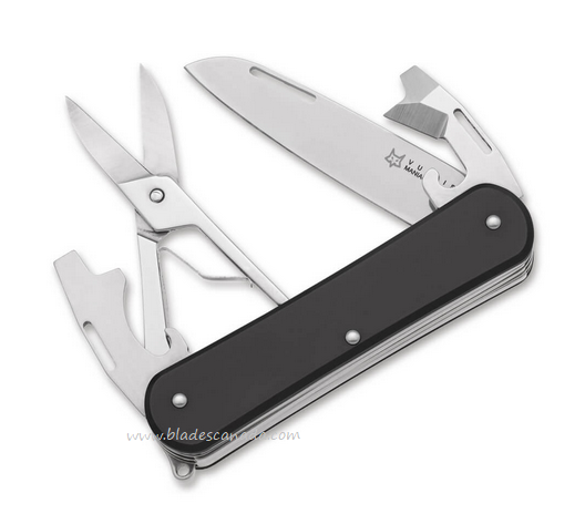 Fox Italy Vulpis Slipjoint Multitool Knife, N690, Aluminum Black, FX-VP130-F4 BK