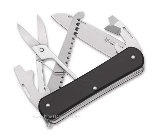 Fox Italy Vulpis Slipjoint Folding Multitool Knife, N690, Aluminum Black, 01FX1032