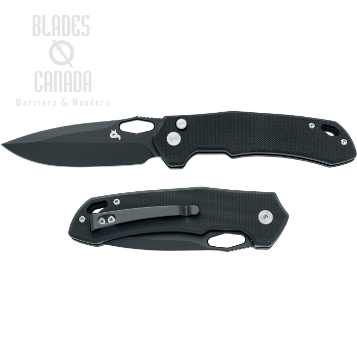 Black Fox Atros Button Lock Folding Knife, VG10 Black, G10 Black, BF-770 BB