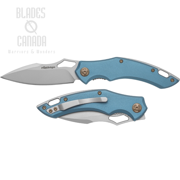 Fox Italy Edge Sparrow Folding Knife, Bead Blasted Blade, Aluminum Blue, FE-030